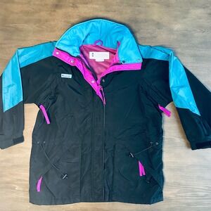 Columbia Sportswear Company‎ Womens Size L Black Teal Pink Ski Snowboard Jacket